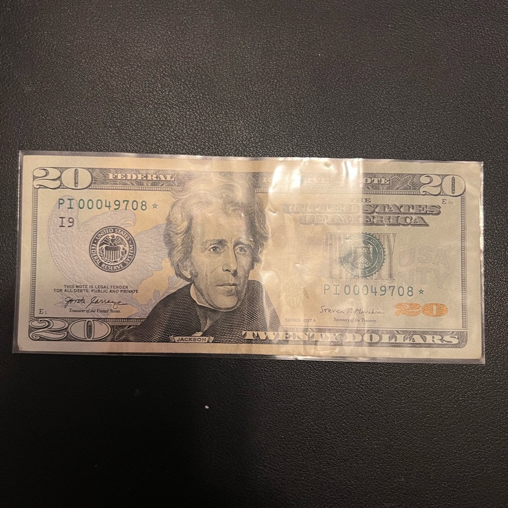 U.S. $20 Federal Reserve Note - Green and Beige